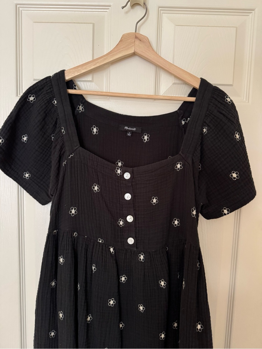 Madewell Black Floral Button-Front Midi Dress - Picture 8 of 8